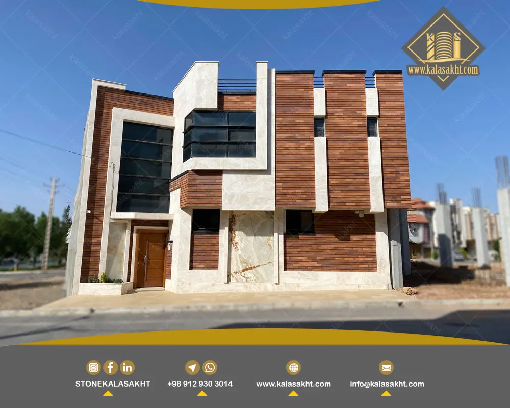 ترکیب سنگ آجر در نمای ساختمان