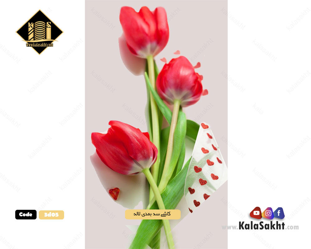 کاشی سه بعدی کف و بدنه پذیرایی مدل ماکروکریستال طرح لاله 