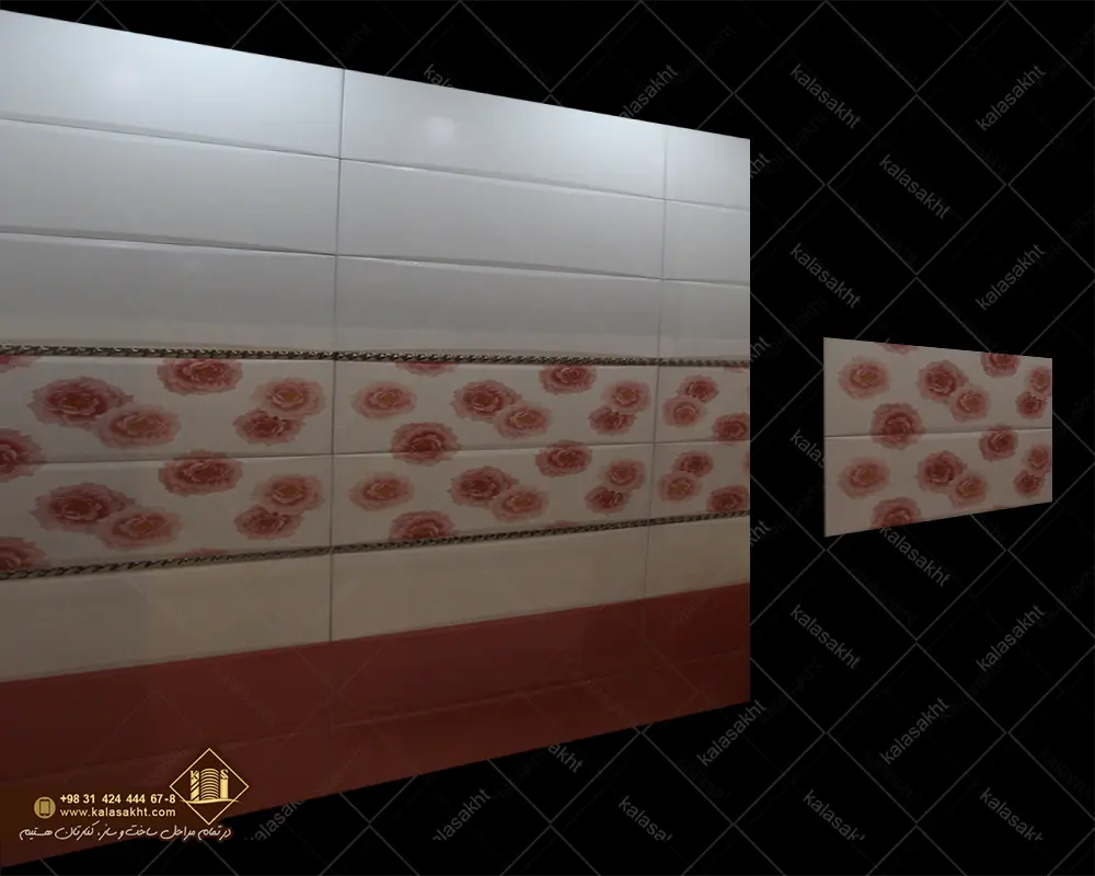 کاشی آشپزخانه مدل موناکو سفید قرمز