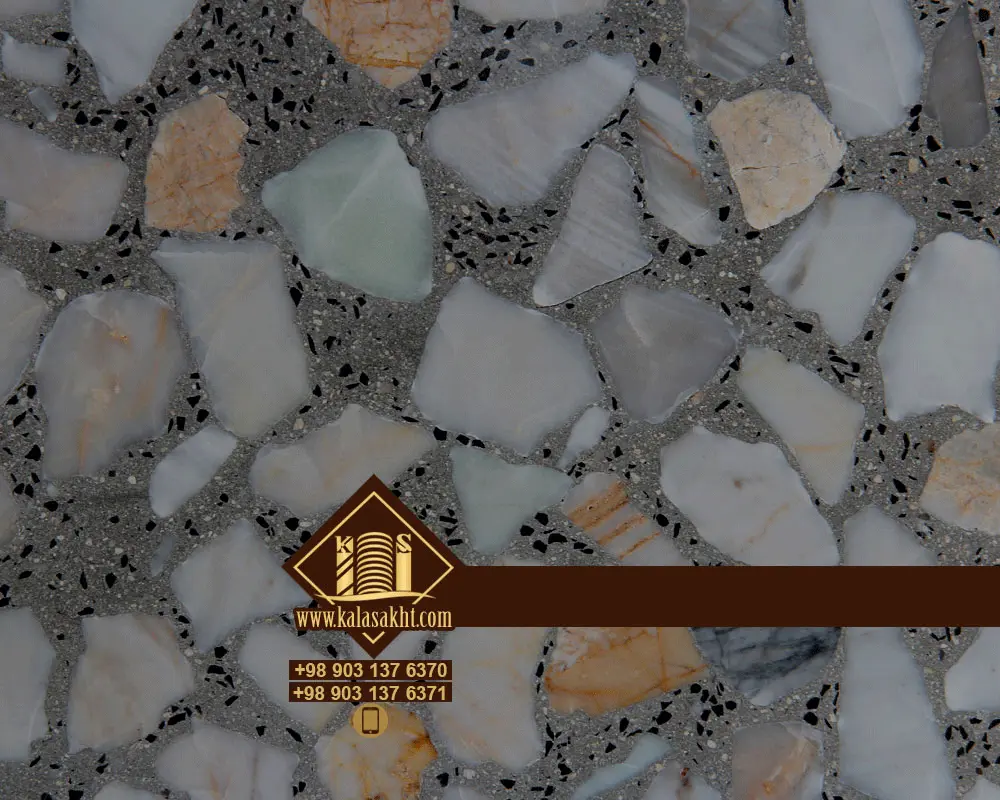 موزائیک کف حیاطی سیمان و سنگ سفید