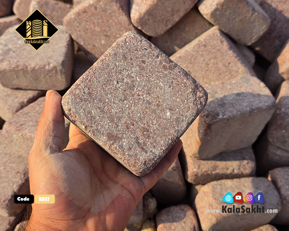 سنگ کوبیک گرانیت قرمز نامنظم